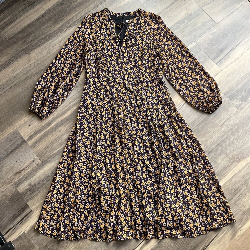 Harper Rose Women’s Long Sleeve V-Neck Midi Dress Lined Floral Print 12
